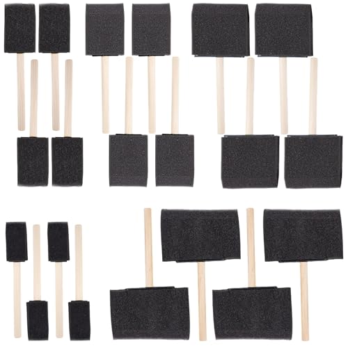 20 Pack Foam Paint Brushes with Wooden Handle (5 Size)