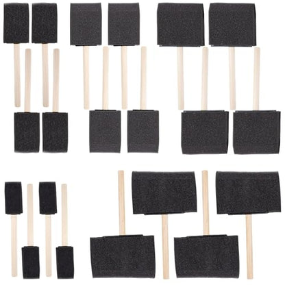 20 Pack Foam Paint Brushes with Wooden Handle (5 Size)