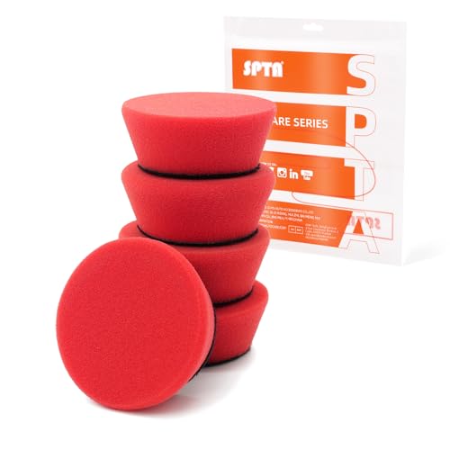 SPTA Red T10 Mini Ultra-Fine Finishing Foam Polishing Pads, 5Pcs 2inch/50mm Sponge Polishing Buffing Pads, Car Foam Detail Polishing Pad Kit for Car Detail Polishing, Small Area Polishing -FPTSS2R - color: 5Pcs Red T10 Ultra-Fine Finishing Pad, size: 2 In