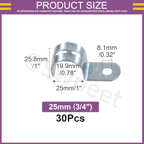 Swpeet 30Pcs 1"(25mm) Zinc Plated One Hole EMT Pipe Strap Kit, Pipe Straps U Bracket Tube Strap Pipe Clamp 1 Hole Snap On Pipe Strap Conduit Clamps Tension Clips for Fixing EMT Conduit Pipe - style: 1"-25mm