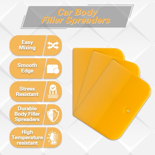 Body Filler Spreaders (Pack of 15) - 4, 5, 6 Inch Reusable Auto Body Plastic Filler Spreader Tool for Automotive Body Applying Fillers, Putties, Glazes, Caulks - Autobody Paint Repairs - size: 3Size