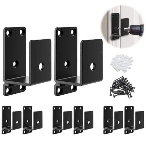 8Pack Black Heavy Duty 2x4 Steel U Door Barricade Brackets for Security Use - size: 8 Pack