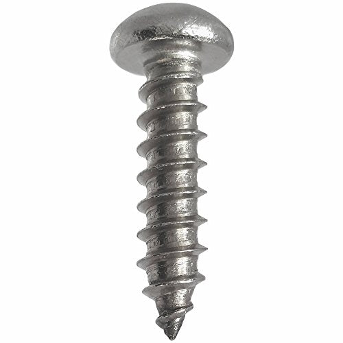 #10 x 1-1/2" Round Head Sheet Metal Screws, Phillips Drive, Stainless Steel 18-8, Full Thread, Bright Finish, Self-Tapping, Type A, Quantity 100 By Fastenere - size: #10 x 1-1/2"(100 PACK)