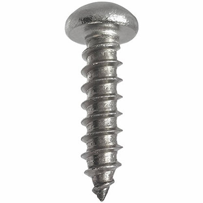 #10 x 1-1/2" Round Head Sheet Metal Screws, Phillips Drive, Stainless Steel 18-8, Full Thread, Bright Finish, Self-Tapping, Type A, Quantity 100 By Fastenere - size: #10 x 1-1/2"(100 PACK)