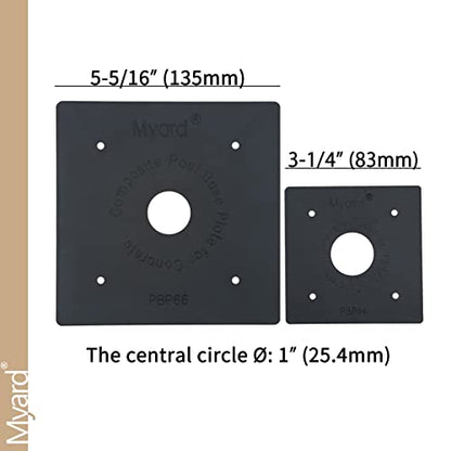 Myard Post Base Plate for 4x4 Inches Wood Post - size: 4" x 4"
