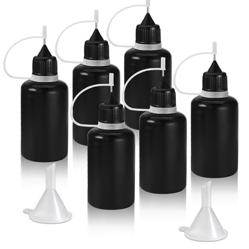 HARSKIYER 30ml Precision Tip Bottles, 6 Pcs Black 2 Funnels - size: 30ml