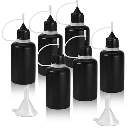HARSKIYER 30ml Precision Tip Bottles, 6 Pcs Black 2 Funnels - size: 30ml