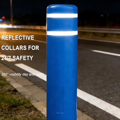 OrangeStar Bollard Cover 4" x 46" Blue with 2 Reflective Collars - color: Blue, size: 4"x46"