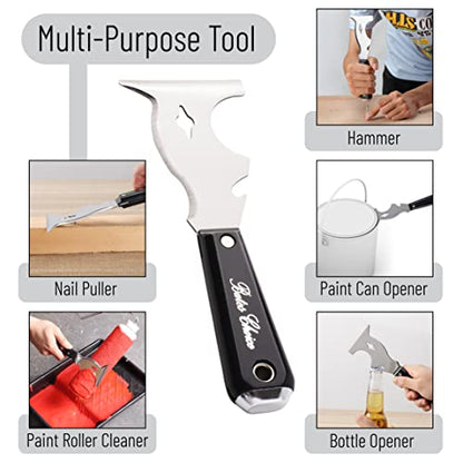 Bates- Paint Scraper, 10 in 1 Painters Tool, Scraper for Wood - color: Black, size: 1 Pack