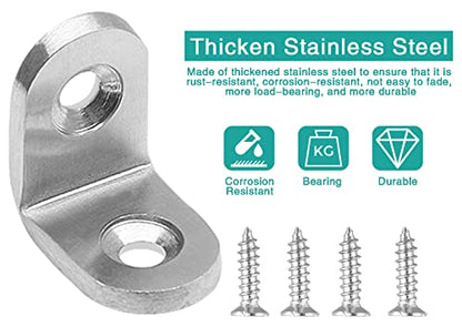 20 Pcs Stainless Steel Corner Brace, 20 x 20 mm L Bracket 90 Degree Right Angle Bracket Fastener Shelf Bracket, Brushed Finish, Thicken Corner Bracket - size: 20x20mm