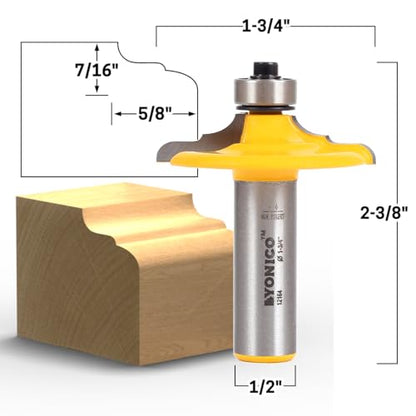 YONICO Cabinet Door Edge Router Bits Classical Euro Style 1/2-Inch Shank 12164 - style: Classical - 1/2" Shank