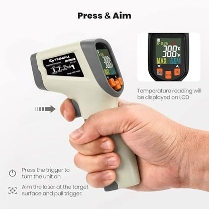 Tilswall Infrared Thermometer, Laser Temperature Gun -58°F~1112°F,Off-White - color: off-white