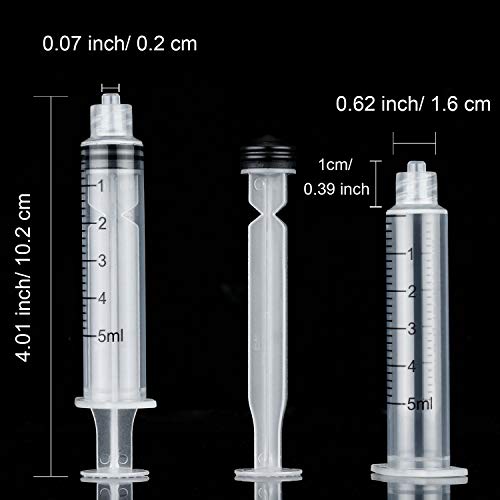 TecUnite 5 ml 20 Pack Plastic Syringes Without Needle for Liquid and Craft - size: 5 ML