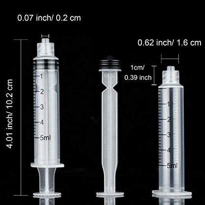 TecUnite 5 ml 20 Pack Plastic Syringes Without Needle for Liquid and Craft - size: 5 ML