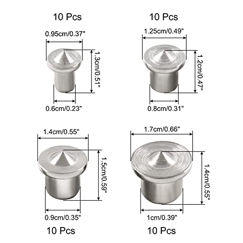 Hitefu Solid Doweling Marker 1/4" 5/16" 3/8" 1/2" Set, 40 Pcs