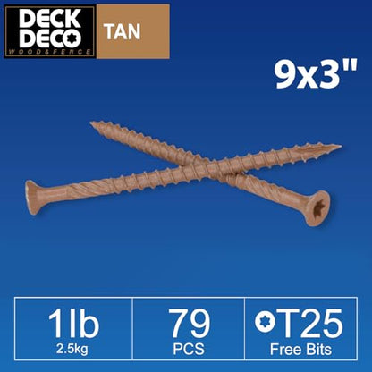 Wood Screws #9 x 3 Exterior Deck Screws 79pcs(Approx),1 lb/Box - size: #9x3"