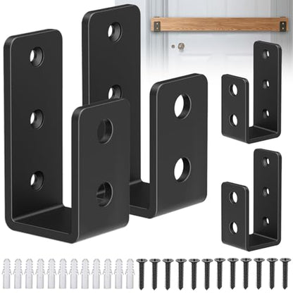 4 Pack Door Barricade Brackets, U-Shaped, 3mm Black, 2x4 Lumber Lock - size: 4 Pack-3MM