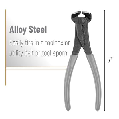 Bates- Nail Puller, 7 Inch, Gray, Nail Remover Tool, Cutting Pliers, Carpenter Tools, Staple Puller, End Cutting Pliers - color: Gray, size: 7", 1 Pack