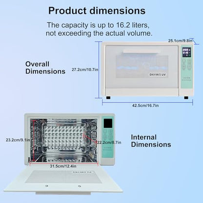 Sterilizer Tools, 16.2L Drying and 3-in-1 Disinfection Tools 150W Sterilizer with Timer Disinfection Cabinet Suitable for Mother-Child Products, Towels, Hair Salons, Nail Studios (White) - color: White