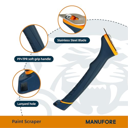 MANUFORE Soft Grip Contour Paint Scraper with 6 Different Blade Shapes