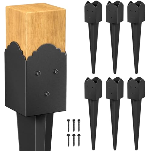 6 Pack 24"x4"x4" Heavy Duty Fence Post Anchor Ground Spike (S6) - size: 24IN
