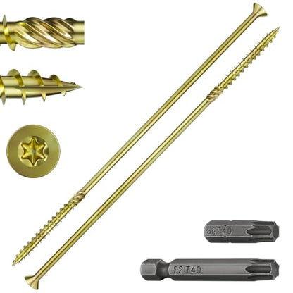 Wensilon 5/16 * 14" Yellow Deck Screws 12pcs 2lbs 8x350mm Lag Screws - color: Yellow, size: 5/16*14"