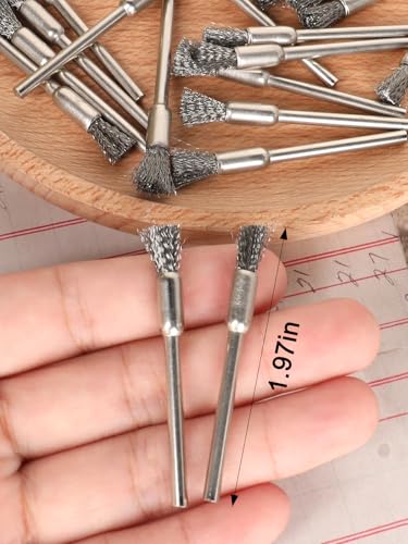20 PCS Steel Cleaning Wire Brush Compatible with Dremel Tools,1/8in x 1/5in