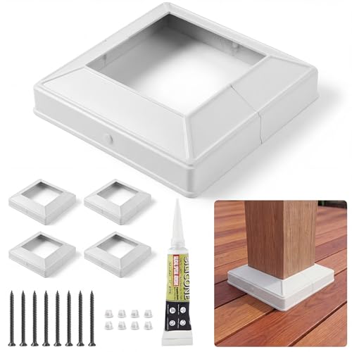 4-Pack Aluminum 4x4 Post Base Cover – Split Post Skirt White - color: White Minimalist Style