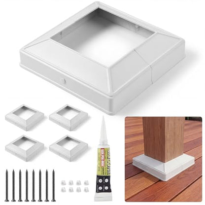 4-Pack Aluminum 4x4 Post Base Cover – Split Post Skirt White - color: White Minimalist Style