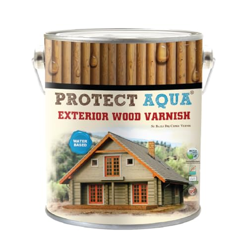 Protect Aqua Exterior Wood Stain and Sealer, 1.3 Gallon Water-Based Outdoor Wood Protection with UV & Water Resistance for Decks, Pergolas, Fences & Siding (Teak) - color: Teak