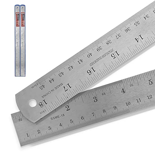 2 Pack - Pacific Arc 18 Inch Stainless Steel Ruler with Inch/Metric Conversion Table - style: 2 Pack | 18 in