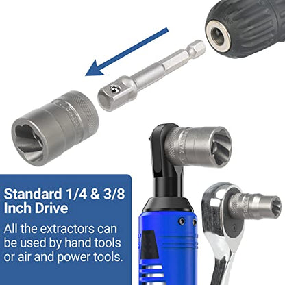 MABLEVI 32PCS Bolt Extractor Set, Upgrade Impact Bolt & Nut Remover Set, Stripped Lug Nut Remover, Extraction Socket Set for Removing Damaged, Frozen, Rusted, Rounded-Off Bolts, Nuts & Screws - size: 32-piece
