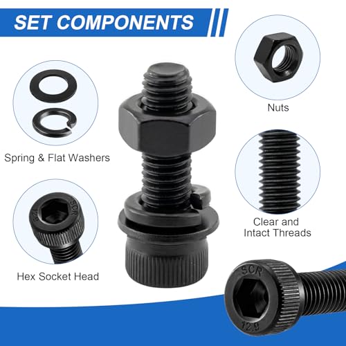 544Pcs UIETUIL M4 Hex Socket Head Cap Screws Kit, M4x6-30mm, 12.9 - size: M4 Cap 12.9 - 544PCS