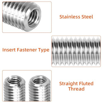 M6-1.0 Female to M8-1.25 Male Threaded Insert Reducing Nut 10mm, Insert Nut Screw Reducer Conversion, Stainless Steel, 10 PCS - size: M6 x M8 x 10mm