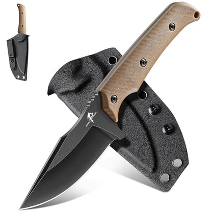 Purple Dragon Fixed Blade Knife - Full Tang Hunting Knife Brown - size: 3.1 inch
