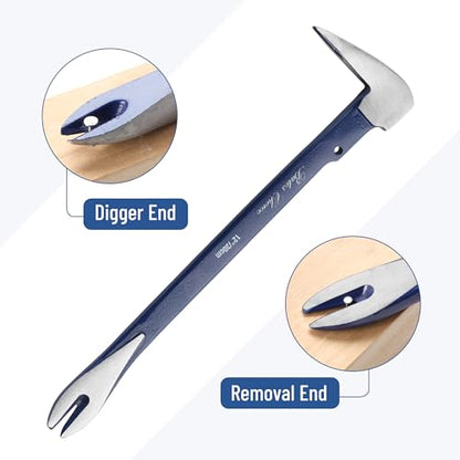 Bates- Pry Bar Nail Puller Set, 2 Pack, 8" & 12", Nail Puller Tool, Small Pry Bar