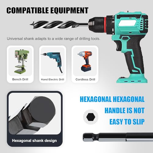 1-1/5" x 17" Auger Drill Bit for Wood,Hex Shank Tri Flute Drill Bit - size: 1-1/5"x17"