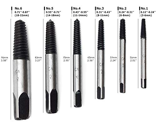 6pcs Damaged Screw Extractor Set, Stripped Screws Broken Bolt Extractor Set,Fine Thread Bad Screw Stud Remover for Stripped Screws Nuts - color: 6-pcs
