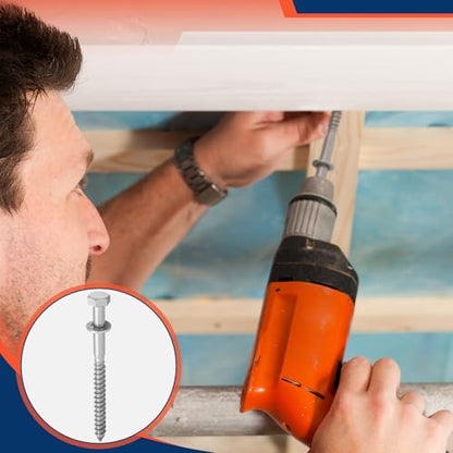 40 Pack 1/2'' x 6'' 304 Stainless Steel Lag Bolts Screw Kit with Washers Hex Lag Bolts Heavy Duty Wood Screws for Wood Decks Fences - size: 1/2'' x 6''
