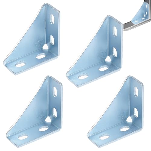 90 Degree Gusseted Fitting for 1-5/8" Strut Channel,4 Hole Heavy Duty Steel Right Angle Connector Brackets for 1 /2" Bolt, 5 mm Thick ，Unistrut Hardware(4 Pack) ﻿ - size: (4 Pack)