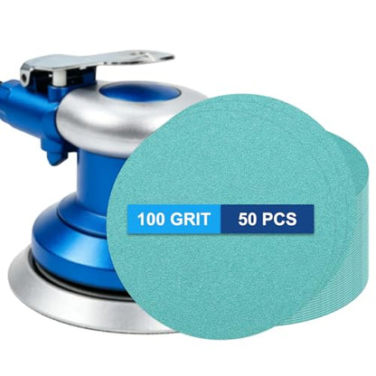 50Pcs 6" PSA Sanding Discs 100 Grit Polyester Film Green - size: 6 Inch-100 Grit