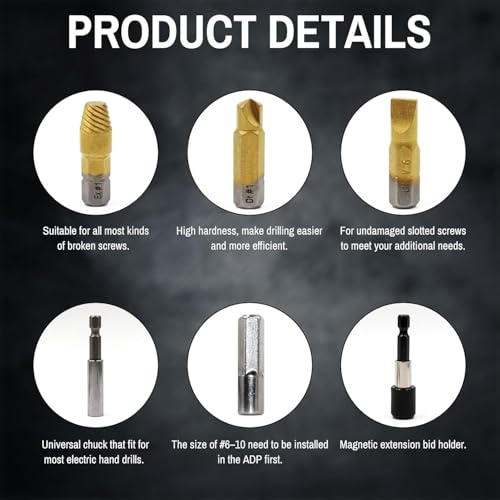 33-Piece Titanium Screw Extractor Set – HSS 4341 Damaged Screw Remover Kit (2-in-1), Includes Magnetic Extension Bit Holder & Socket Adapter for Rusty, Stripped & Broken Screws