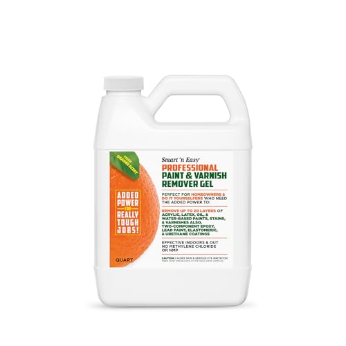 Smart 'n Easy Professional Paint & Varnish Remover - Orange Citrus Scent - Removes Oil, Latex, Acrylic, & Water-Based Paints, Urethanes, Elastomerics, Epoxies, High-Performance Coatings - Quart - size: 32 Fl Oz (Pack of 1)
