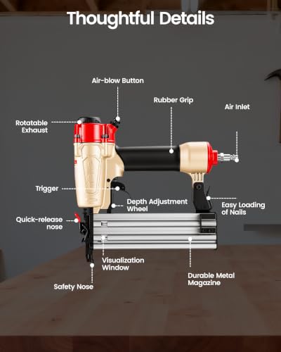 meite 18 Gauge 2-in-1 Staple Gun, Pneumatic Brad Nailer and Stapler