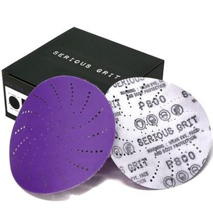 Serious Grit - 5-Inch P800 Grit Ceramic Multi-Hole Sanding Discs - 50 Pack - size: 800 Grit