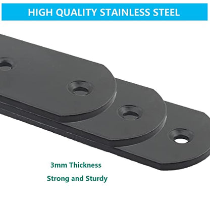 4 Pack Flat Mending Plate for Wood, ULIFESTAR Black Iron Flat Straight Brace Brackets Metal Repair Fixing Wood Brace Joining Plates Connector for Repairing Wooden Furniture with Mounting Screws - size: 3.7 x 1.5 x 0.12 inches