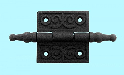 Renovators Supply Manufacturing Black Cabinet Door Hinge 2 in. Rust Resistant Wrought Iron Butt Hinge Victorian Steeple Tip Flush Mount Hinges with Hardware - size: 2 inches - Pack of 1