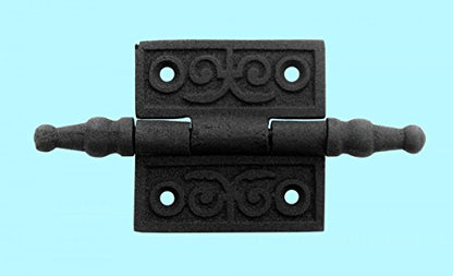 Renovators Supply Manufacturing Black Cabinet Door Hinge 2 in. Rust Resistant Wrought Iron Butt Hinge Victorian Steeple Tip Flush Mount Hinges with Hardware - size: 2 inches - Pack of 1