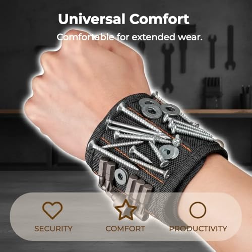 Magnetic Wristband 15 Strong Magnets Handyman Tool OS - color: Red