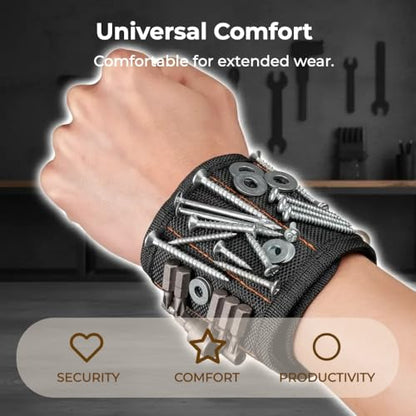 Magnetic Wristband 15 Strong Magnets Handyman Tool OS - color: Red